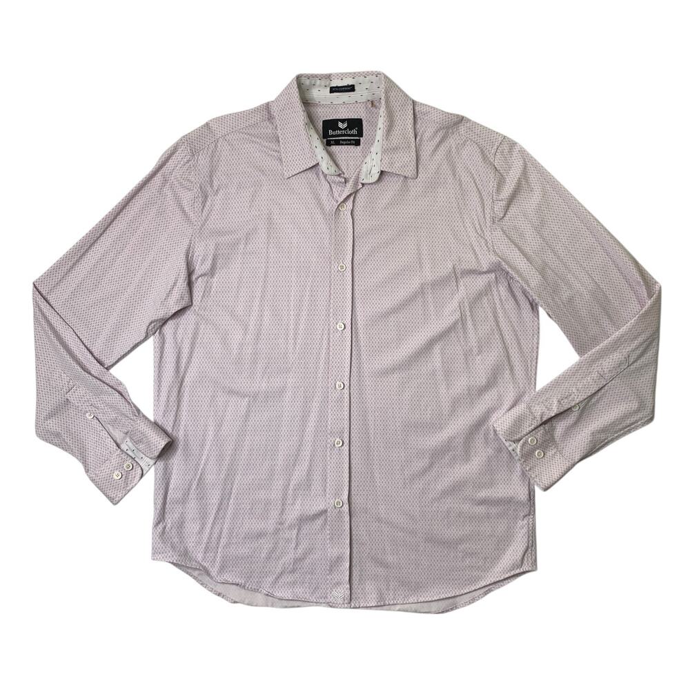 Buttercloth Shirt Mens XL Extra Large Princess Pink Icy Cotton Button Up Dress
